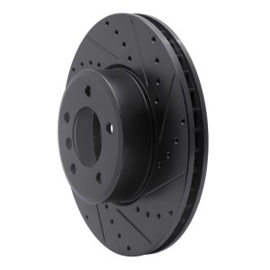 BMW 528I xDrive Brake Rotor (1) - Front Right - R1 Concepts - Drilled & Slotted - Black - `04-`10